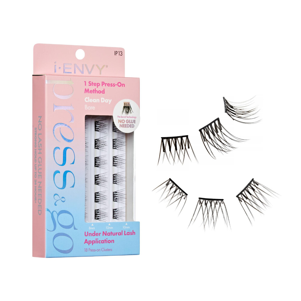 Ienvy I-Envy Press&Go Self-Adhesive Eyelashes No Glue Needed False Eyelash Clusters Easy Application 1 Step Press-On Lashes No Damage Or Residue (Clean D