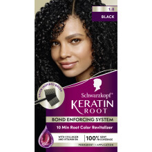 Schwarzkopf Keratin Color Root Kit de coloration permanente pour cheveux Noir 1 application - Teinture capillaire permanente inspir  e des salons pour