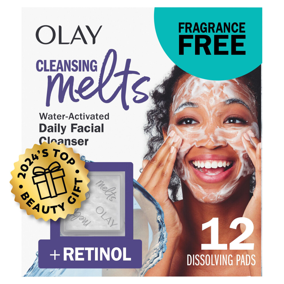 Olay Cleansing Melts + Retinol Face Cleanser  12ct  Water-Activated Face Wash Cleans  Tones  and Refreshes Skin
