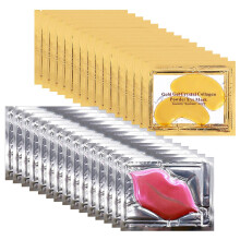 NIYET 30 Paar Lippenmasken und Gold-Hydrogel-Kollagen-Augenmasken, Augenklappen, Gel-Pads gegen Augenringe und Schwellungen, feuchtigkeitsspendende un
