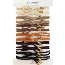 UDeBe 12 Packs Knotted Hair Ties - Hair Elastic Ponytail Holders for Women - No Damage Hair Bands for Thick Hair in Earthy Colors