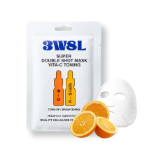 3W8L [Super Double Shot] Face Mask VitaC Toning 0.91 fl oz | Tone up Essence Facial Mask | Dull Skin Care | Daily Facial Mask | Eco-friendly Cellulos