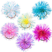 Isslly 6 PCS Colorful Pom Hair Ties Elastic Ponytail Holders Shiny Cute Scrunchies Hair Accessories for Women for Parties Show Festivals