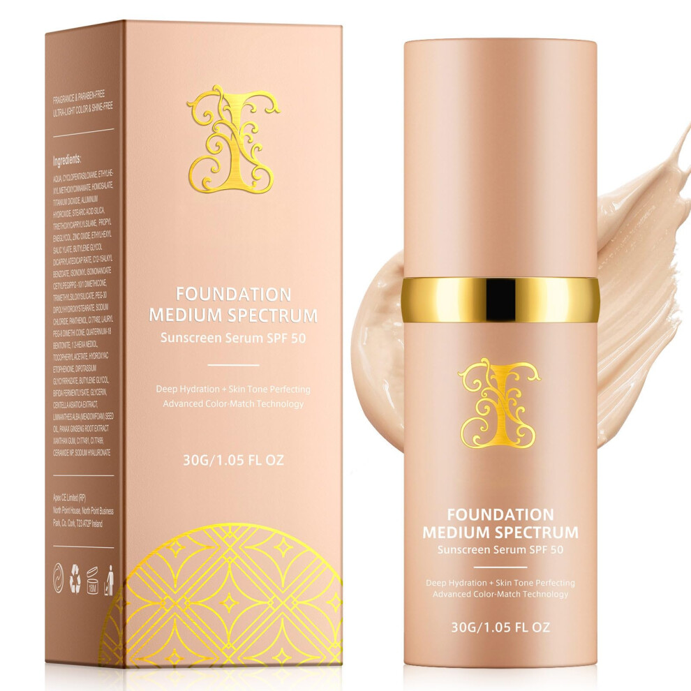 Jiugonggang 4 In 1 Foundation Liquid Medium Coverage Foundation Makeup With Flawless Finish Spf 50+ & Longwearing & Waterproof Hydrating Color Changing Foundat