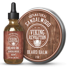 Balsam do brody Viking Revolution dla mezczyzn z olejkiem z drzewa sandalowego (2 uncje) i olejek do brody z drzewa sandalowego (1 uncja) - Z olejkam