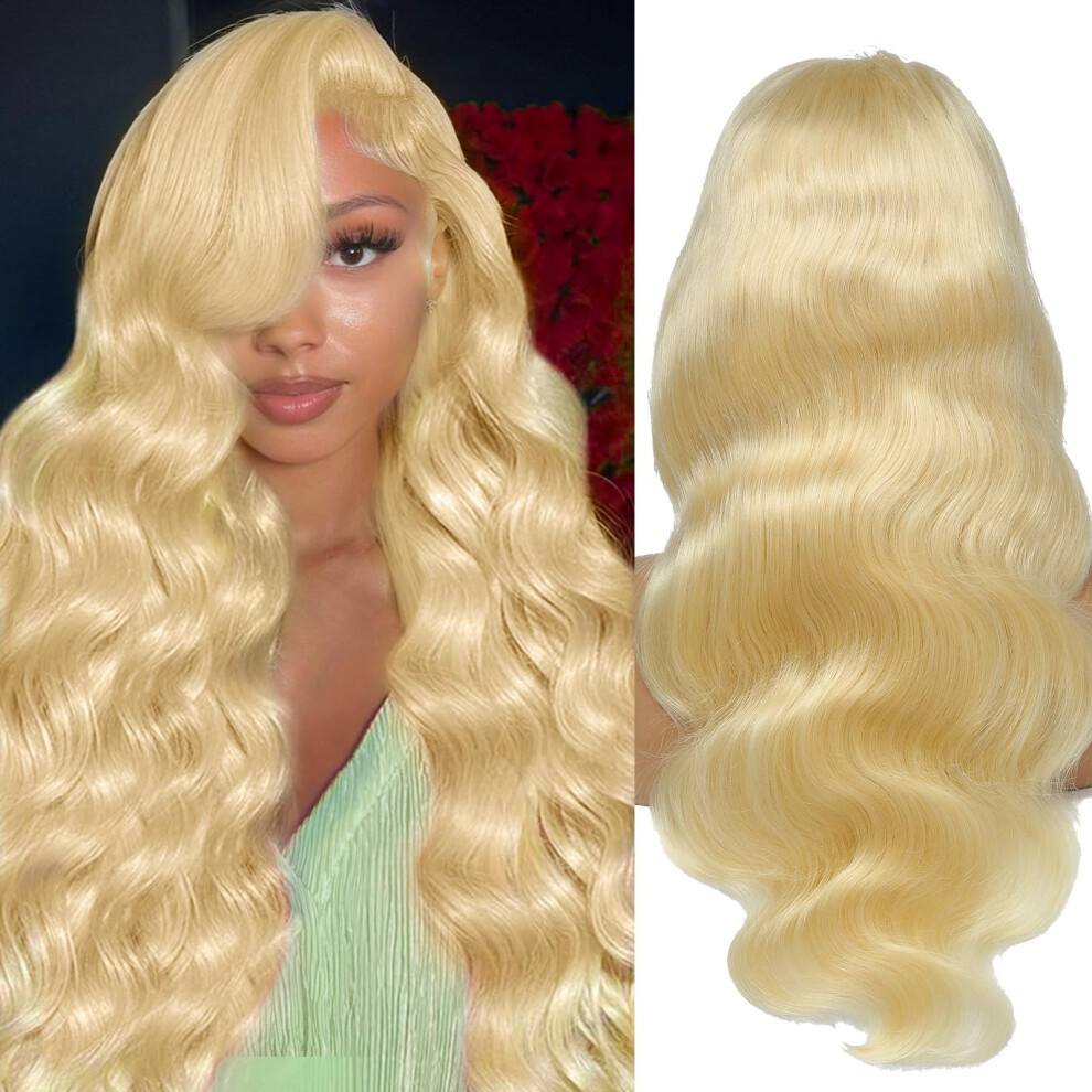 Nkmr Unisex 613 Lace Front Wig Human Hair 13X6 Blonde Wig Human Hair 180 Density Hd Transparent Body Wave Lace Front Wigs Pre Plucked With Baby Hair(20Inch)