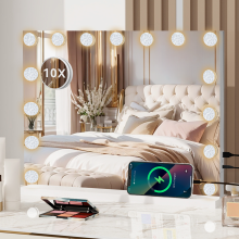 ELECWISH Hollywood Mirror with Diamond 15 LED Bulbs 58*46cm USB+Type C