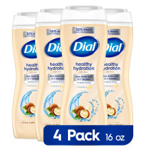 Gel de Banho Dial, Hidratação Saudável, Extrato de Manteiga de Karité e Vitamina E, 16 fl oz (Pacote de 4)