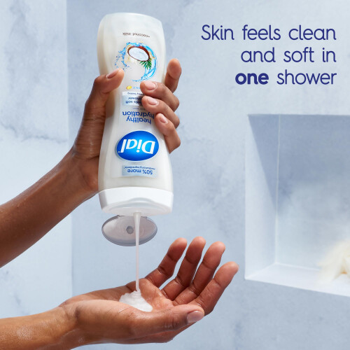 Gel de Banho Dial, Hidratação Saudável, Leite de Coco e Vitamina E, 16 fl oz (Pacote de 4) 2