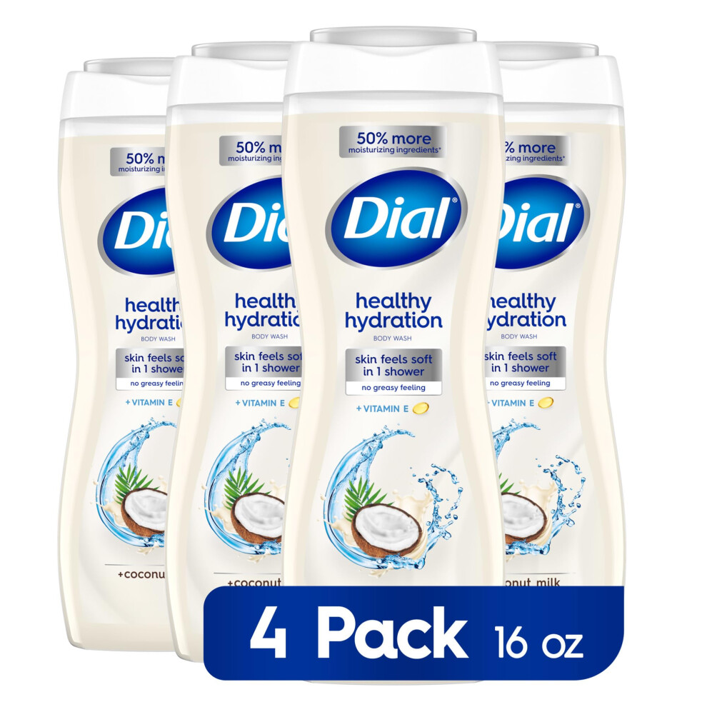 Vytocit Dial Body Wash Healthy Hydration Coconut Milk Plus Vitamin E 16 Fl Oz (Pack Of 4)