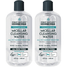 Korean Micellar Water Makeup Remover - Charcoal Hydrating Toner and Cleanser Pore Cleansing Oil-Free Gentle for All Skin Types 8 oz Pack of 2