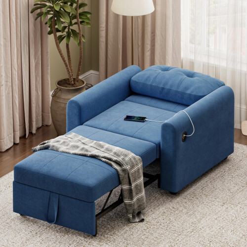 Convertible Single Sofa Bed with USB & Type-C Port 1