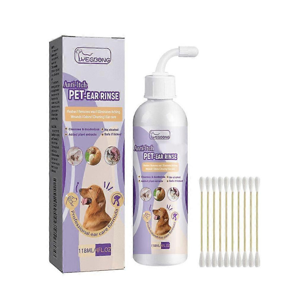 Dog Ear Cleaner Drops 118ml with Cotton Swabs
