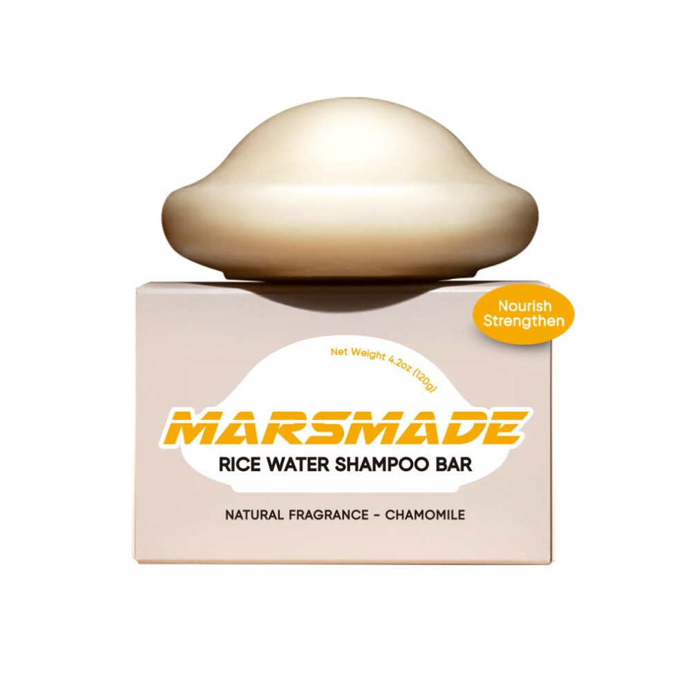 MARS MADE Rice Water Shampoo Bar 2.0 - Hydrating & Moisturizing Natural Hair Soap Bar Shampoo for Hair Strengthening & Scalp Nourishment - Bathing Soa