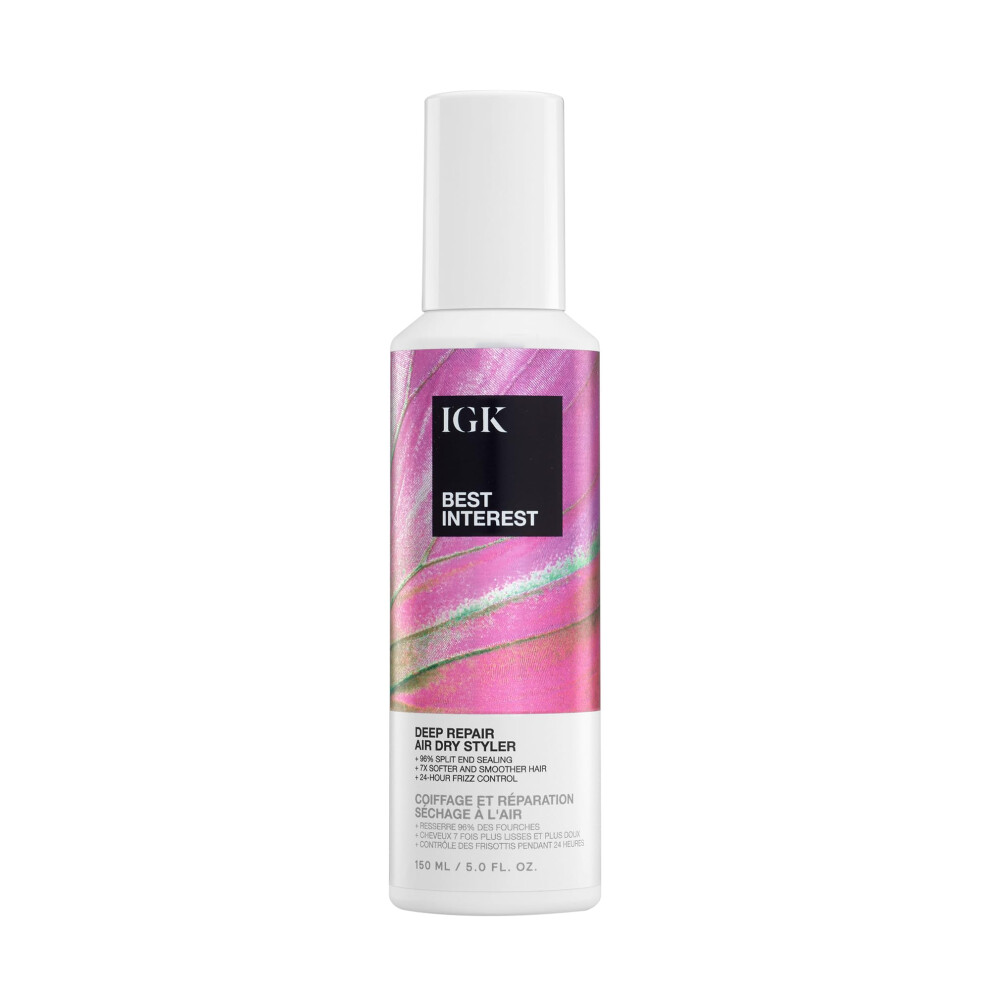 IGK - BEST INTEREST - Split Ends Hair Treatment - Frizz Control Hair Serum for Frizzy & Damaged Hair - Heat Protectant for Hair - Air Dry Styler - 5 o
