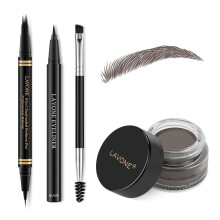 Kit de Maquiagem para Sobrancelhas, com Lápis 4 Pontas à Prova d'Água, Delineador e Escova