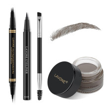 Eyebrow Pen Makeup Kit med 4 spids vandt?t Microblading ?jenbryn Pencil Eyeliner ?jenbryn Pomade og dobbelt-endede ?jenbryn b?rste Brow Pencil ?j