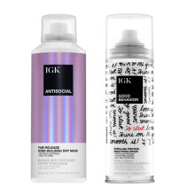 IGK Hair Treatment Full Size Set | Antisociln maska ??na vlasy + sprej pro dobr chovn | Nocn vytvren vazeb + keratinov vyhlazujc sprej | V