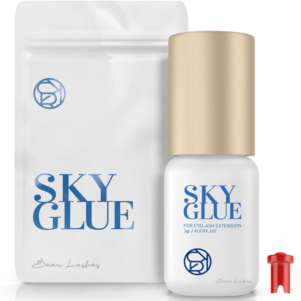Beau Vipper Sky Glue S For Eyelash Extensions | Super Strong Lash Extension Glue | Professional Black Adhesive For Long Lasting Semi Permanent Individual Lash Ext