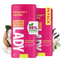 Super Fresh Lady Natural Deodorant for Women | Aluminum Free Whole Body Deodorant Stick Perfect for Armpits Underboob Crotch & Lady Parts | Coconu