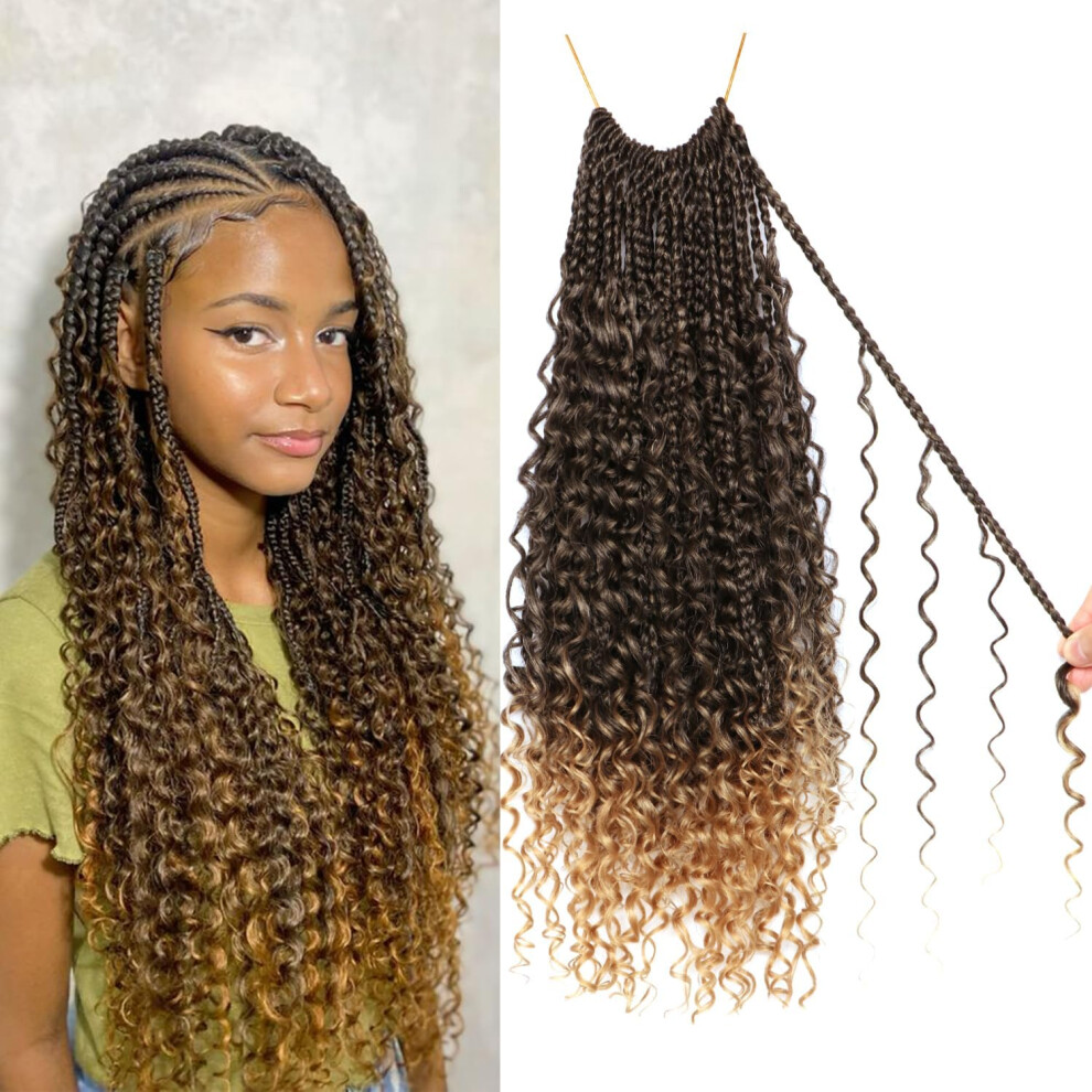 Coocoojoo Goddess Boho Box Braids Crochet Hair-8 Packs 18 Inch Crochet Box Braids For Black Women Pre Looped (T27 18 Inch (Pack Of 8))