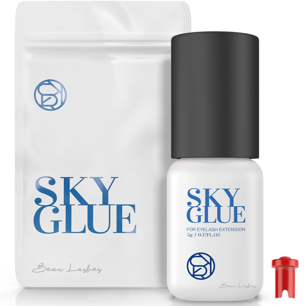 Beau Vipper Sky Glue D For Eyelash Extensions | Super Strong Lash Extension Glue | Professional Black Adhesive For Long Lasting Semi Permanent Individual Lash Ext