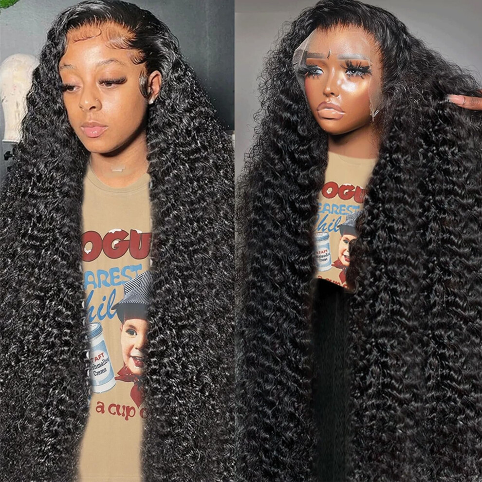 Hoyrhra Unisex Not,Specified 24 Inch 13X4 Deep Wave Lace Front Wigs Human Hair 200% Density Deep Curly Frontal Wigs Human Hair Glueless Hd Lace Front Wigs Human Hair Pre Pluc