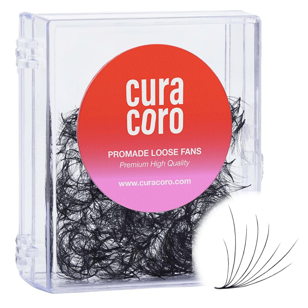 Curacoro Camellia Promade Fans - Handmade Volume Promade Eyelashes Fans 6D To 8D Cc Curl Thickness 0.05~0.07Mm 7-14Mm Mix Lengths Professional Lon