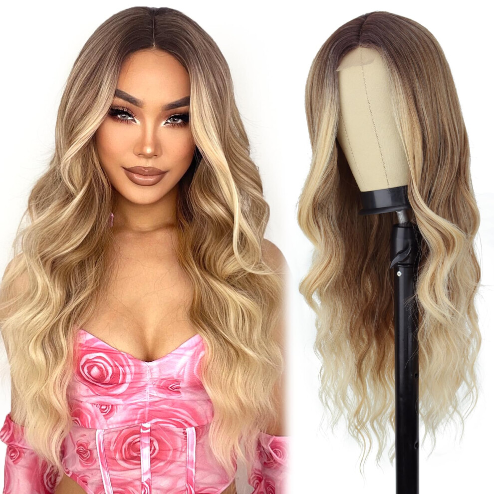 Linghang Unisex Not,Specified Long Blonde Wigs For Women Synthetic Blonde Wavy Wig Natural Looking Synthetic Curly Dirty Blonde Long Wigs For Daily Party Use