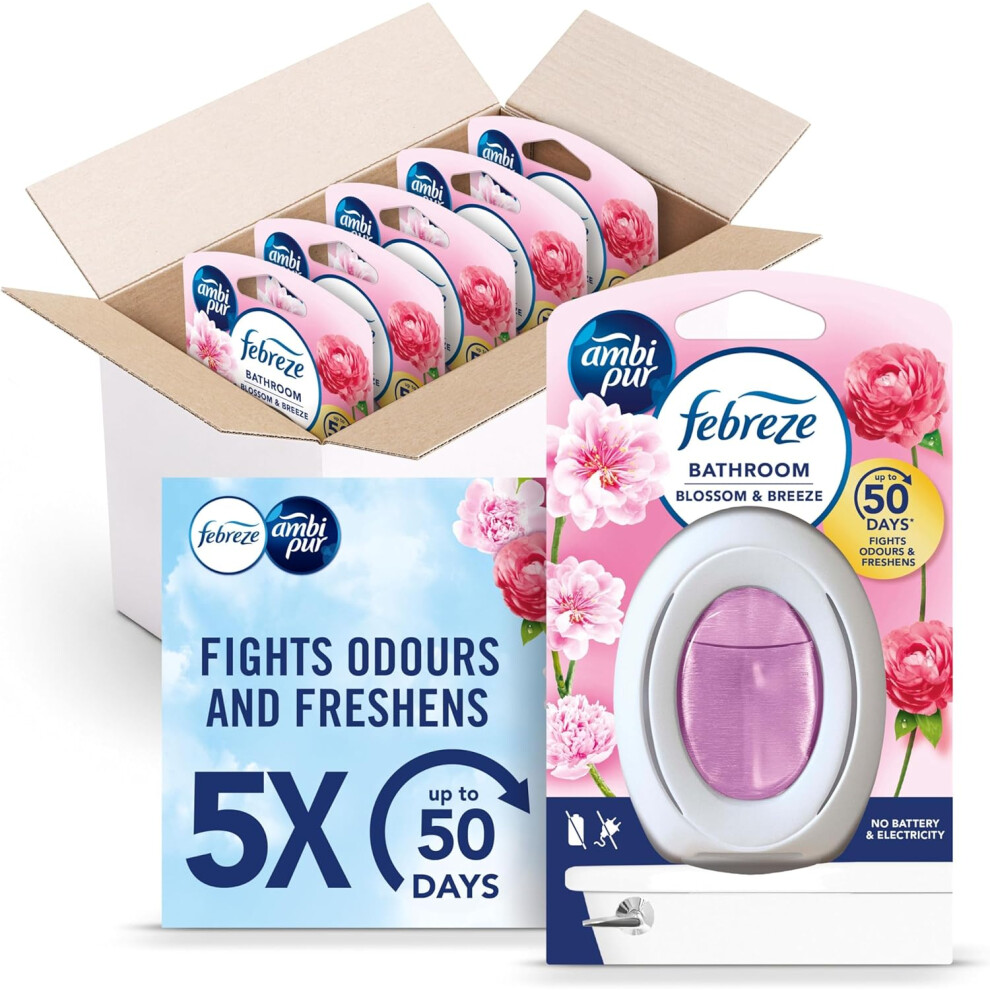 Febreze Bathroom Air Freshener, Odour Fighter, Blossom & Breeze, 5 Items, Bathrooms Freshener & Odour Eliminator