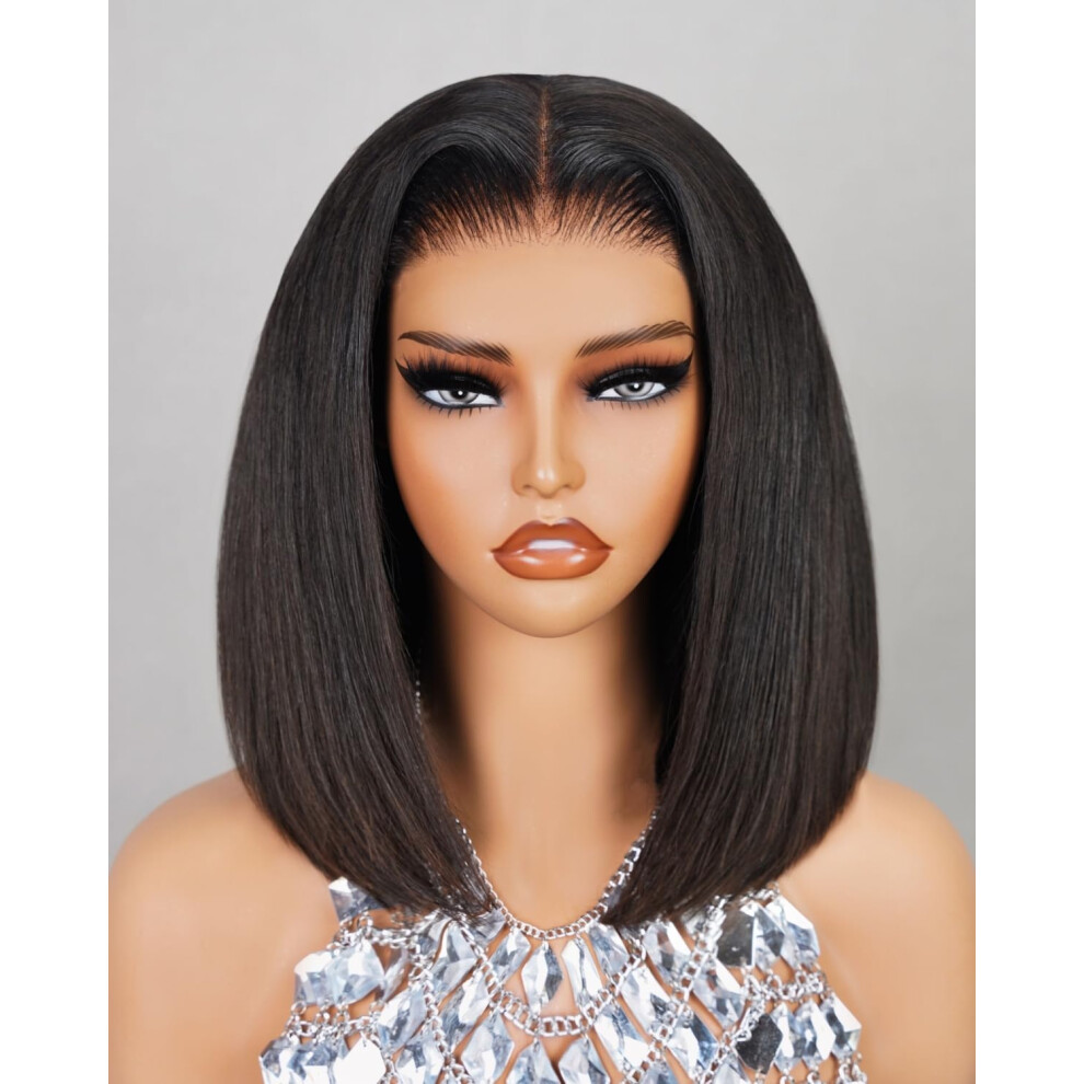 Megalook Hã¥R Unisex Megalook Hair 12A Bob Wig Human Hair Glueless Wigs Human Hair Pre Plucked Pre Cut Lace 6X5 Hd Closure Wig Straight Short Bob Wigs Bleached Tiny Knots