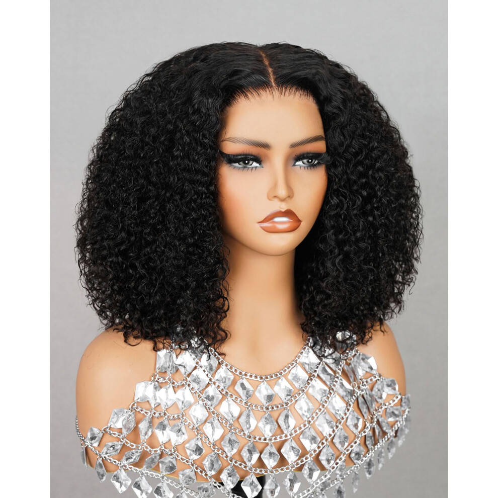 Megalook Hair Unisex Not,Specified 6X5 Bob Wig Human Hair Glueless Curly Human Hair Wig Short Curly Bob Wig Glueless Wigs Human Hair Pre Plucked Pre Cut Pre Bleached Bob W