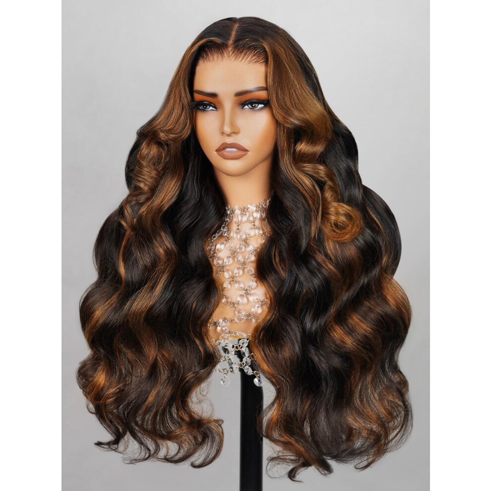 Cheveux Megalook Unisex Megalook Hair Glueless Wigs Human Hair Pre Plucked Pre Cut 6X5 Closure Wigs Human Hair 30 Inch Lace Front Wig Human Hair Highlight Ombre Body Wave Wig