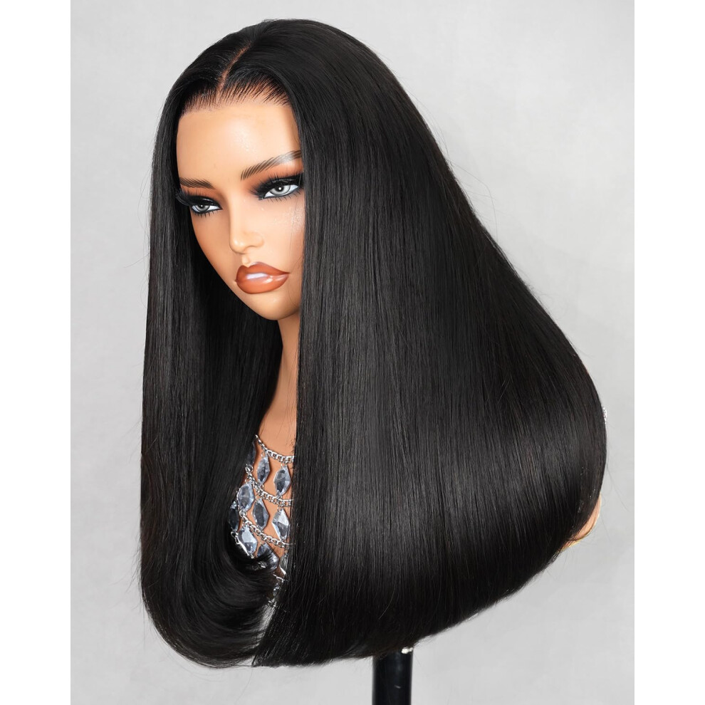 Megalook Hã¥R Unisex Megalook Hair 6X5 Ready To Go Glueless Wigs Human Hair 220% Density Pre Plucked Pre Cut Closure Straight Wig 12A Salon-Quality Bleached Tiny Knots 18