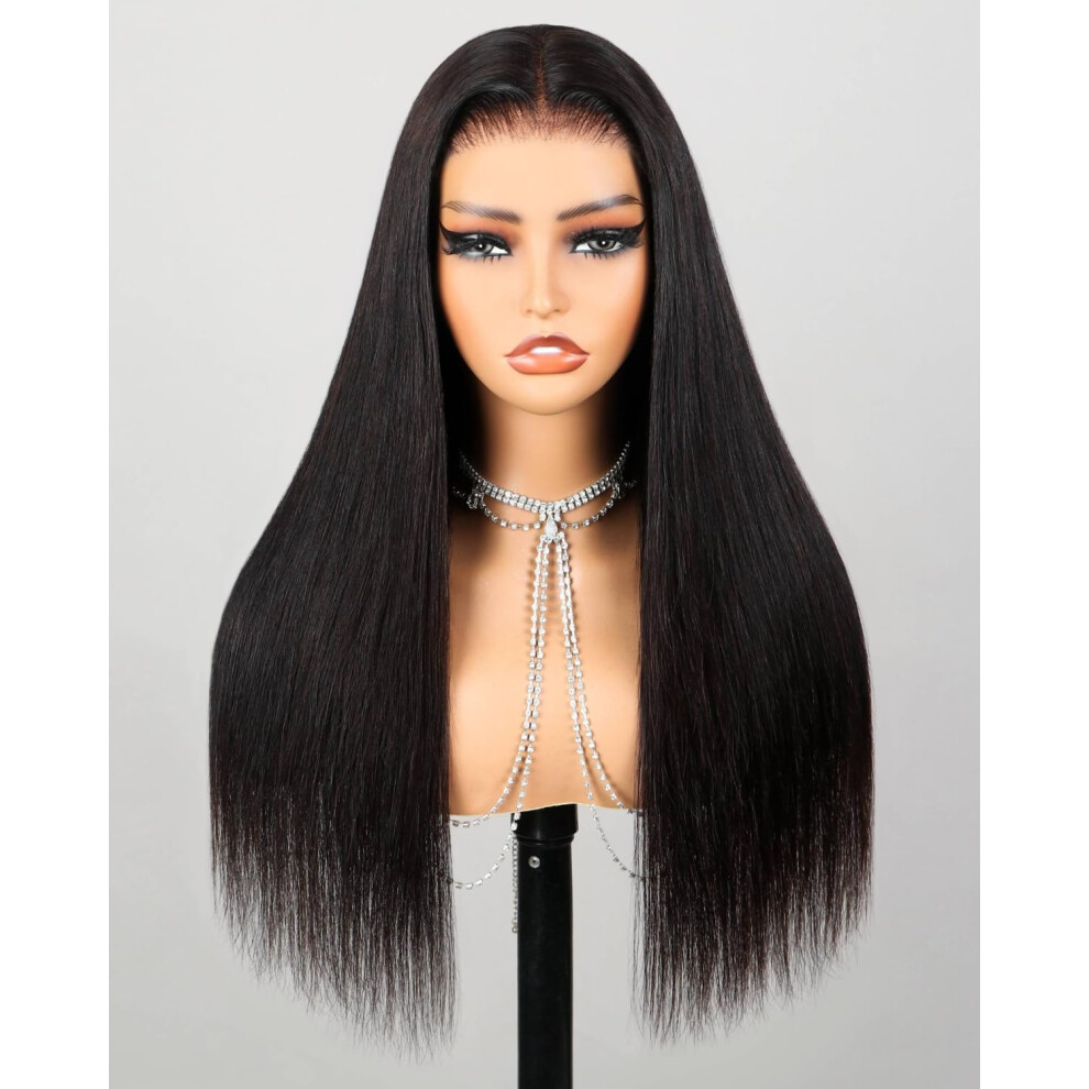 Cheveux Megalook Unisex Not,Specified Megalook Hair Wear And Go Glueless Wigs Human Hair Pre Plucked Pre Cut 6X6 Lace Front Wig Human Hair 220% Density Bleached Knots Straight Wig 20 Inch