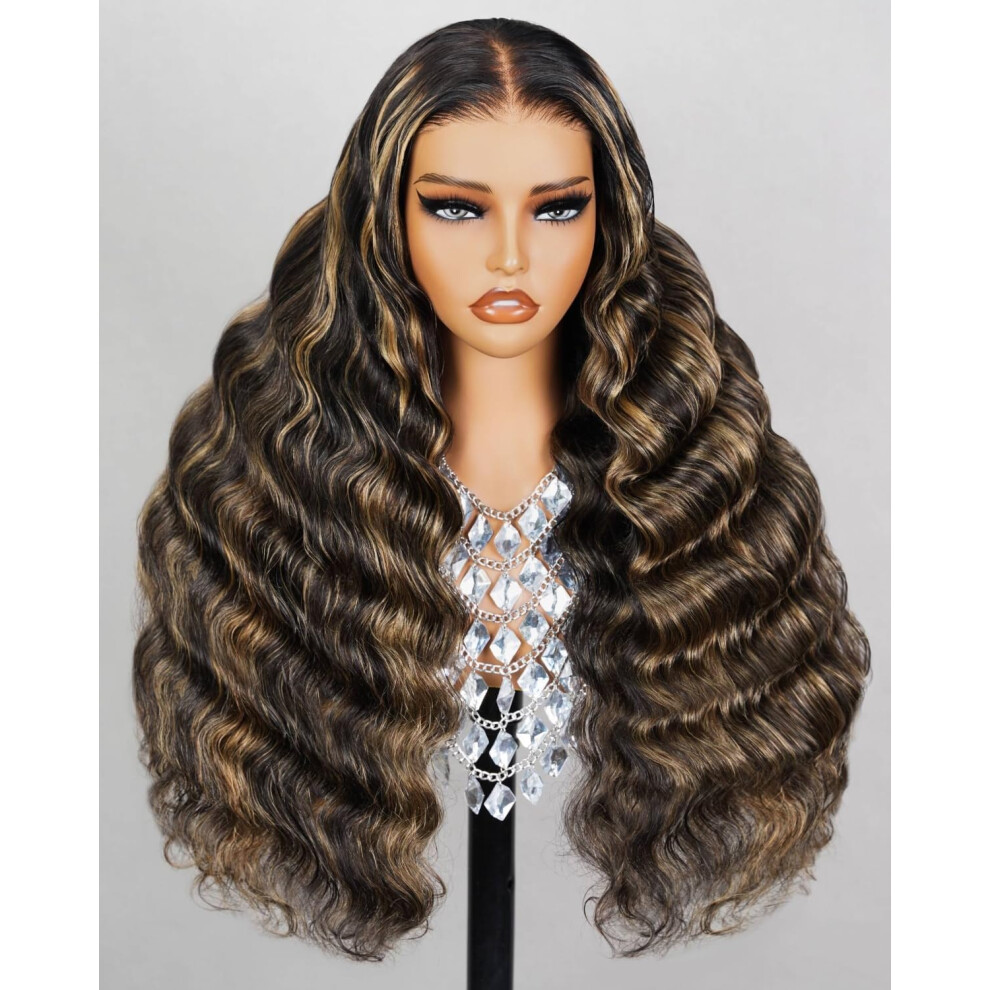 Cheveux Megalook Unisex Not,Specified Megalook Hair Highlight Glueless Wigs Human Hair Pre Plucked Pre Cut 6X5 Hd Lace Closure Balayage Wig Human Hair Loose Deep Wave Lace Front Wigs Human