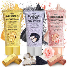 Azure Sparkling Peel-Off Masks Bundle - Rose Gold Hydrating Peel-Off Mask - 24K Gold Firming Peel-Off Mask - Charcoal & Pearl Anti Aging Peel-Off Mask