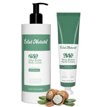 CLAT NATUREL Set di crema mani e lozione corpo al burro di karit    con vitamina E, idratante per la pelle, crema idratante nutriente profonda per