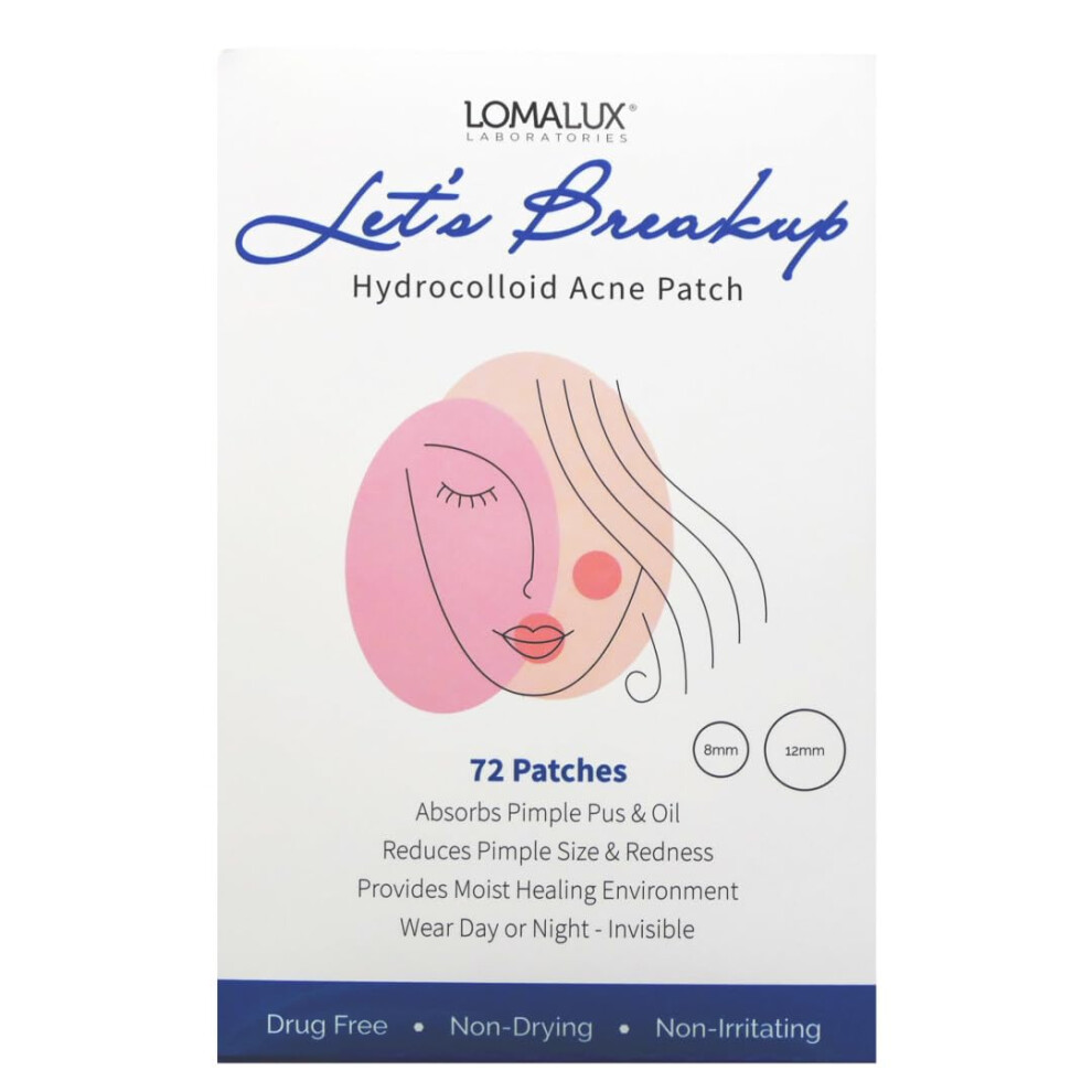 Loma Lux Let's Break Up Hydrokolloid-Akne-Pflaster, 72 Akne-Aufkleber F R Das Gesicht, Absorbiert Pickel, Eiter, L, Beseitigt Pickel, Reduziert-image