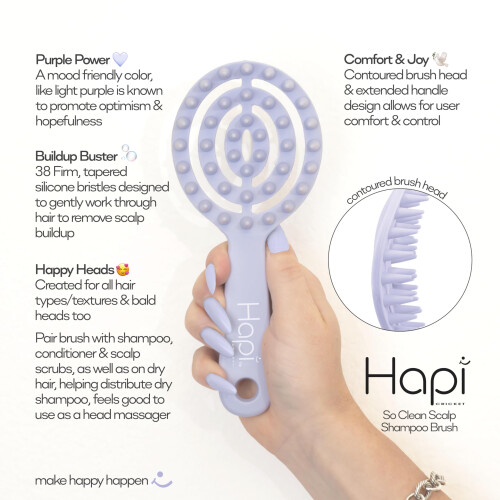 Escova de Massagem para Couro Cabeludo Hapi So Clean - Escova de Silicone com 38 Dentes 1