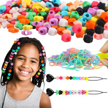 Conjunto de 200 Miçangas de Silicone 5mm para Cabelo Borboleta Estrela 10 Cores para Tranças