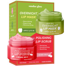 Maschera e scrub per labbra Sundae Glow Apple Pear Cherry & Mint - Testato dermatologicamente, idratante ed esfoliante, prodotto coreano per la c