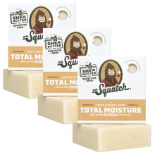 Dr. Squatch NEW Total Moisture Men's Bar Soap - 3-Pack Unscented Shea Butter - No Added Fragrance - Next-Level Nourishment - Formulated for Sensitive