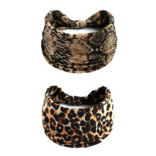 LINGXINXIN Leopard print Headband Fashion Wide Headband Knoted Turban Yoga Workout Head Bands Hair Accessories For Women (Leopard print Pack of 2)