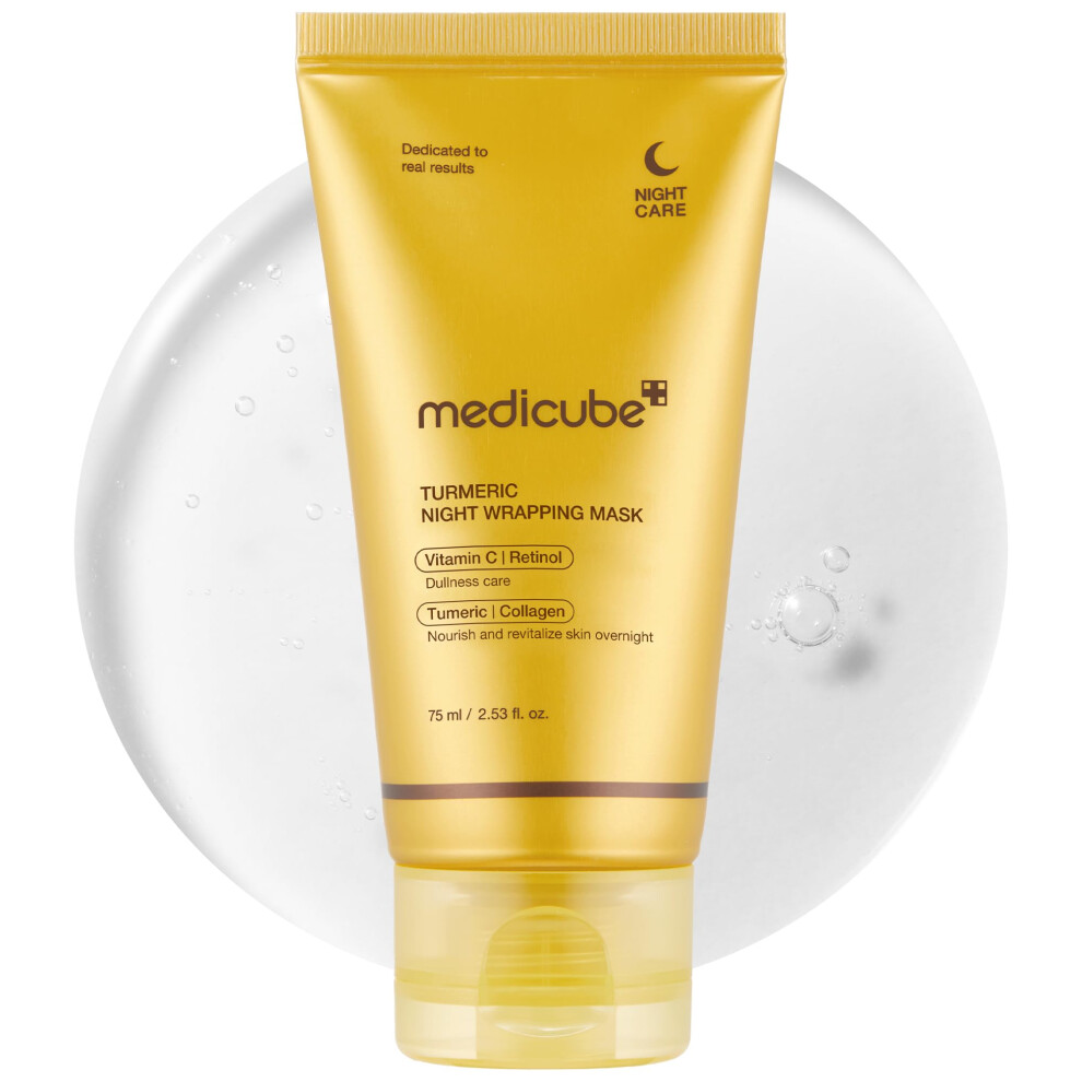 Medicube Turmeric Overnight Wrapping Peel Off Mask - Nourishes Dull Uneven Skin With Hydrolyzed Collagen For Glowing Skin And Improved Elasticity. Ko