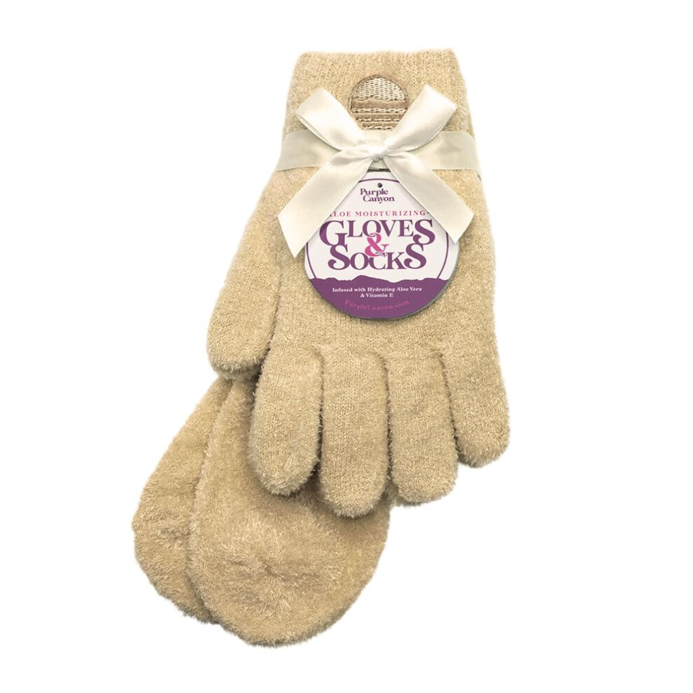 Purple Canyon Moisturizing Socks and Gloves Set | Tan Fuzzy Socks and Gloves with Aloe and Vitamin E for Women | Women's Gifts for Self-Care-image-OPC-PGMDSWF-NEW