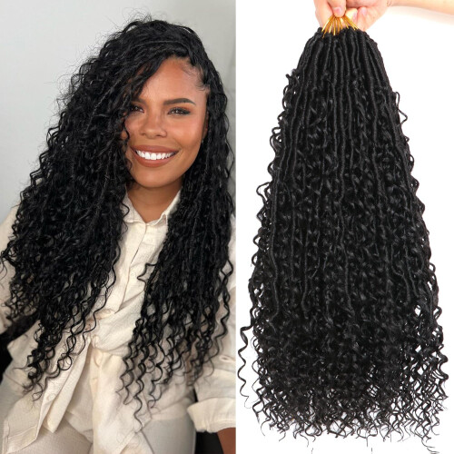 Cabelo de Crochê Goddess Locs 18 Polegadas 8 Pacotes Boho Faux Locs para Mulheres Negras