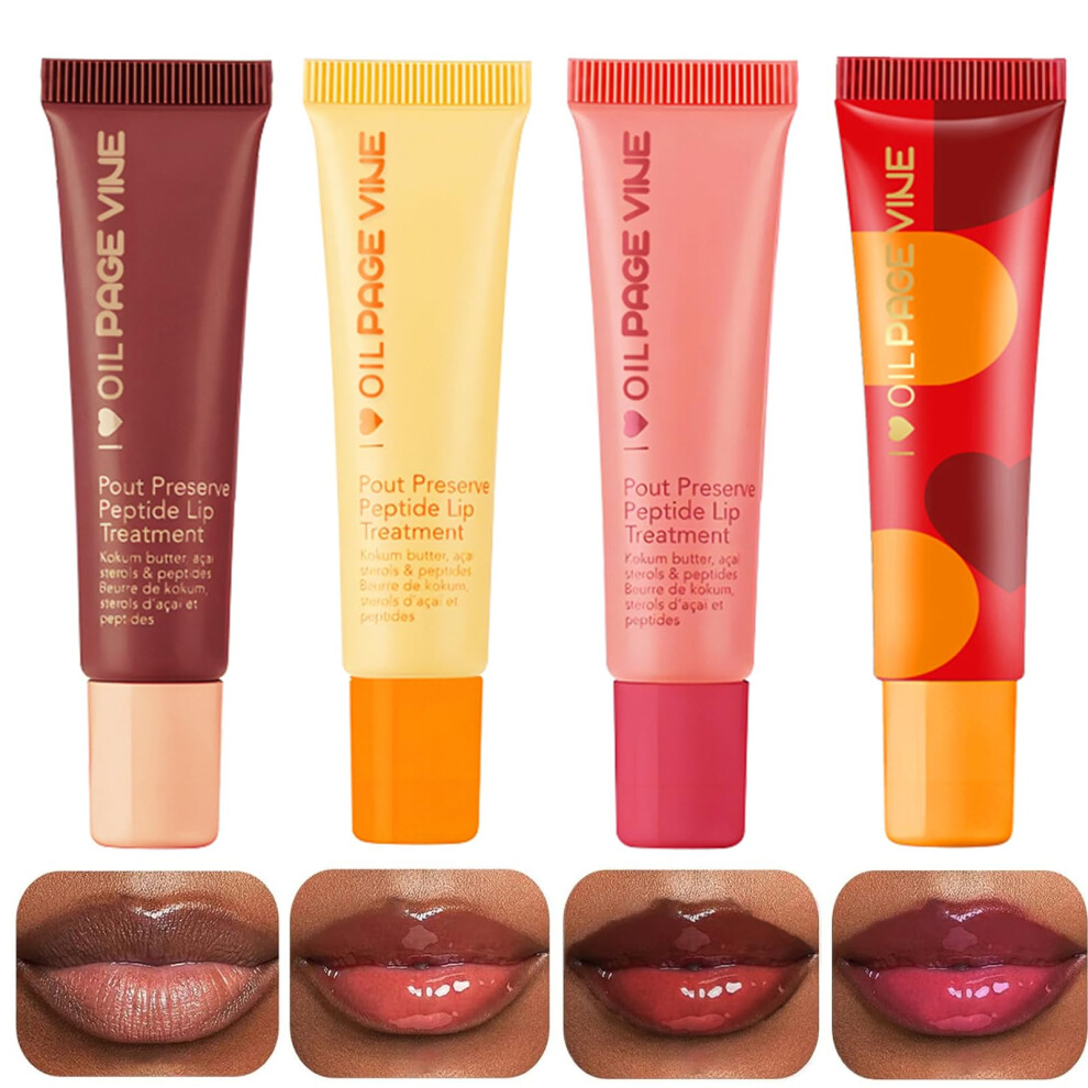 Dulele Lip Balm Butter 4 Colors Hydrating Peptide Tinted Lip Gloss  Plumping Lip Glow Oil  Nourishing Lip Care with Natural Ingredients  Soothes & Sof-image-OPC-PGMDSXZ-NEW