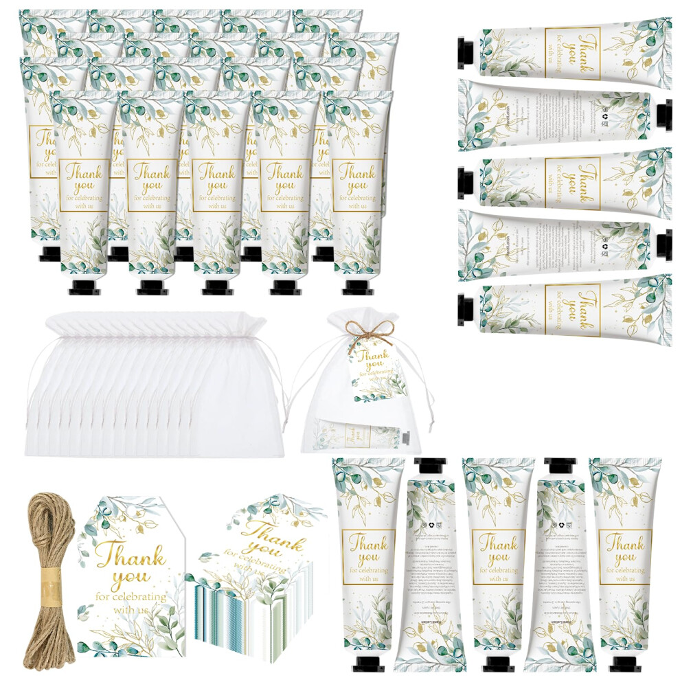 Nlicrst Cream 50 Sets Greenery Baby Shower Hand Bulk Gifts Bridal And Baby Shower Party Favors For Guests Travel Size Hand Lotion Set With Thank You Card And