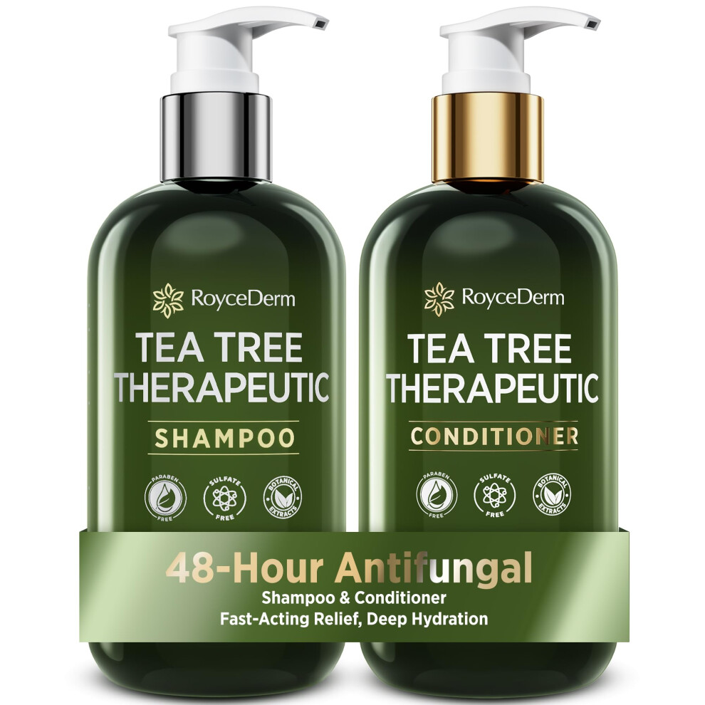 Roycederm Tea Tree Antifungal Shampoo And Conditioner: Complete Scalp Care Solution For Folliculitis Dry Itchy And Flaky Scalp - Infused With